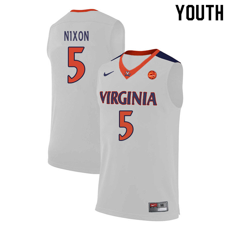 Youth #5 Jayden Nixon Virginia Cavaliers College Basketball Jerseys Sale-White